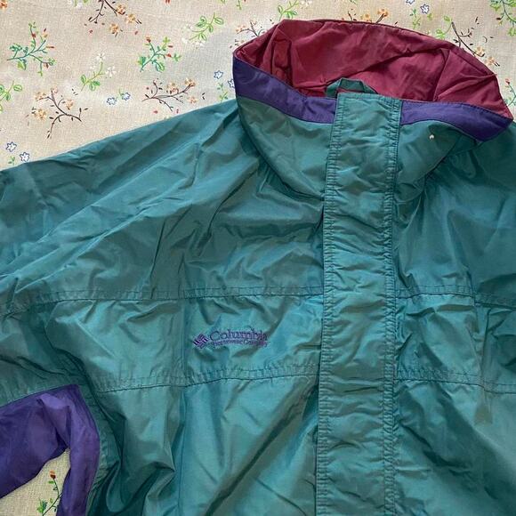 VTG Columbia Jacket Full Zip Windbreaker Colorblock Mens Large Track 90s 80s - Picture 3 of 8